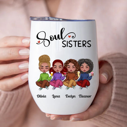 Sisters - Soul Sisters - Personalized Wine Tumbler - Makezbright Gifts