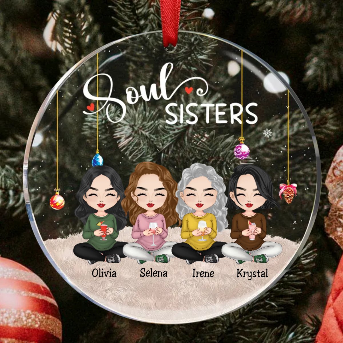 Sisters - Soul Sisters Ver 2 - Personalized Circle Ornament - Makezbright Gifts