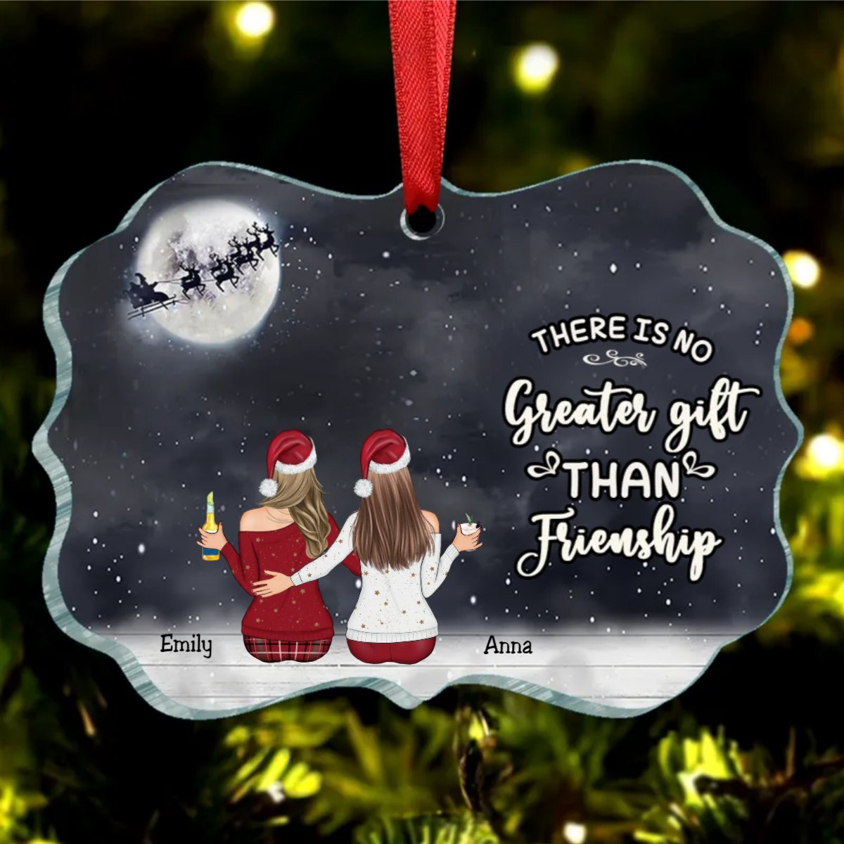 Sisters - There Is No Greater Gift Than Friendship - Personalized Acrylic Ornament - Makezbright Gifts