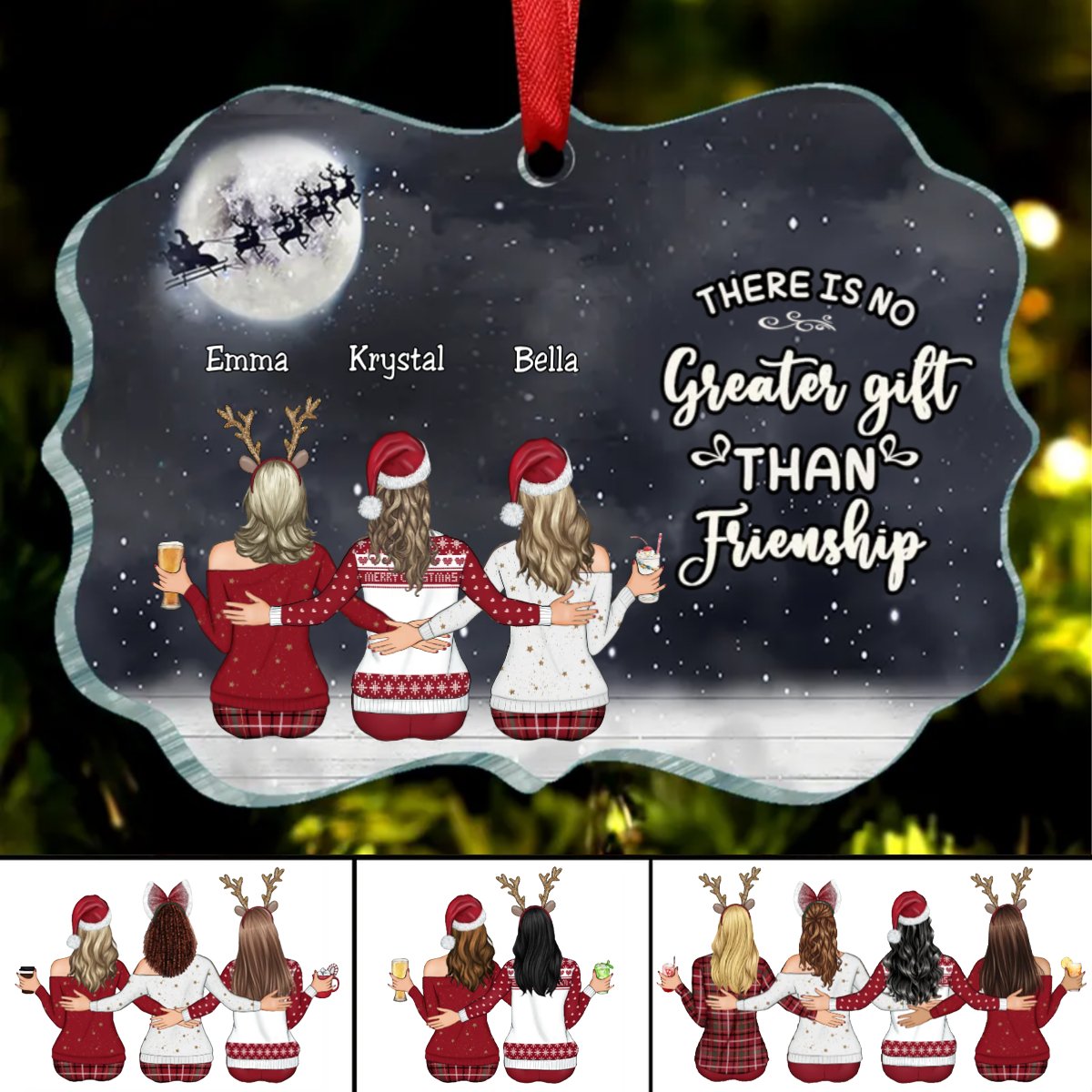 Sisters - There Is No Greater Gift Than Friendship - Personalized Acrylic Ornament - Makezbright Gifts