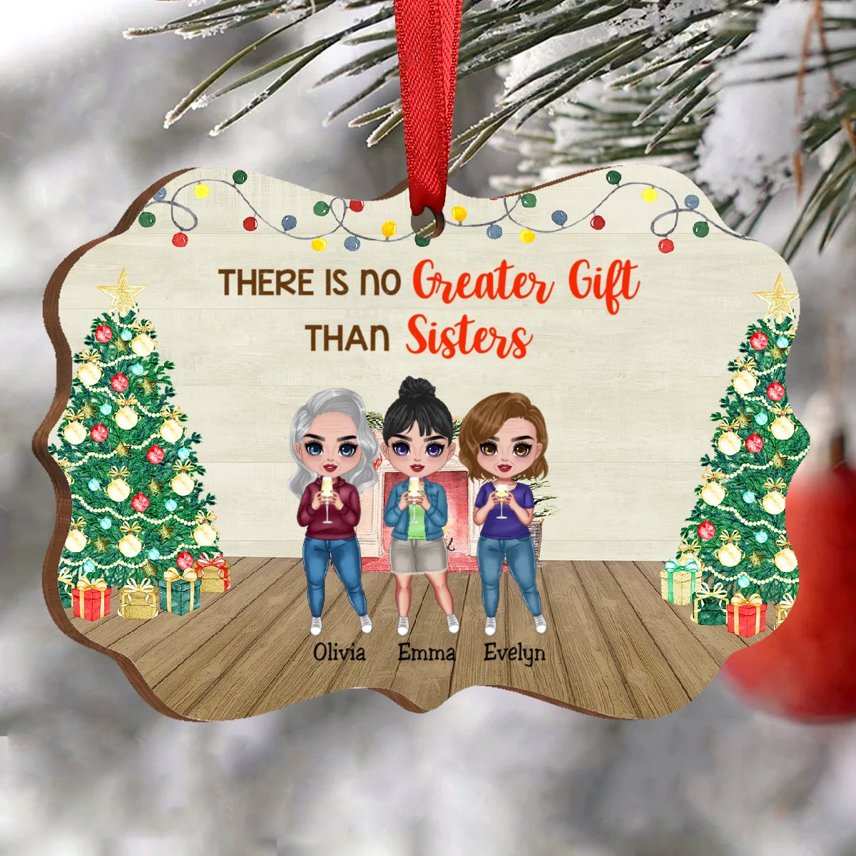 Sisters - There Is No Greater Gift Than Sisters Dolls Standing - Personalized Christmas Acrylic Ornament - Makezbright Gifts