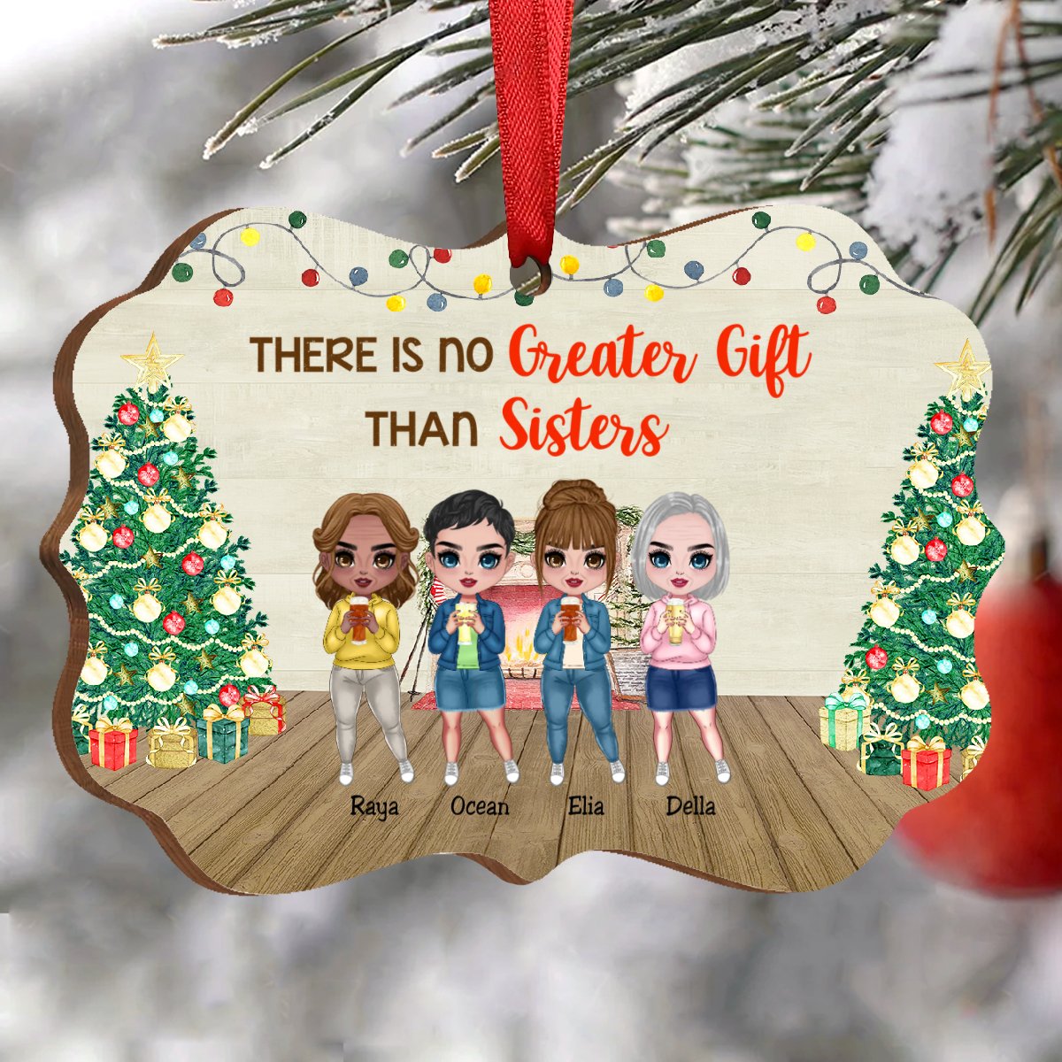 Sisters - There Is No Greater Gift Than Sisters Dolls Standing - Personalized Christmas Acrylic Ornament - Makezbright Gifts