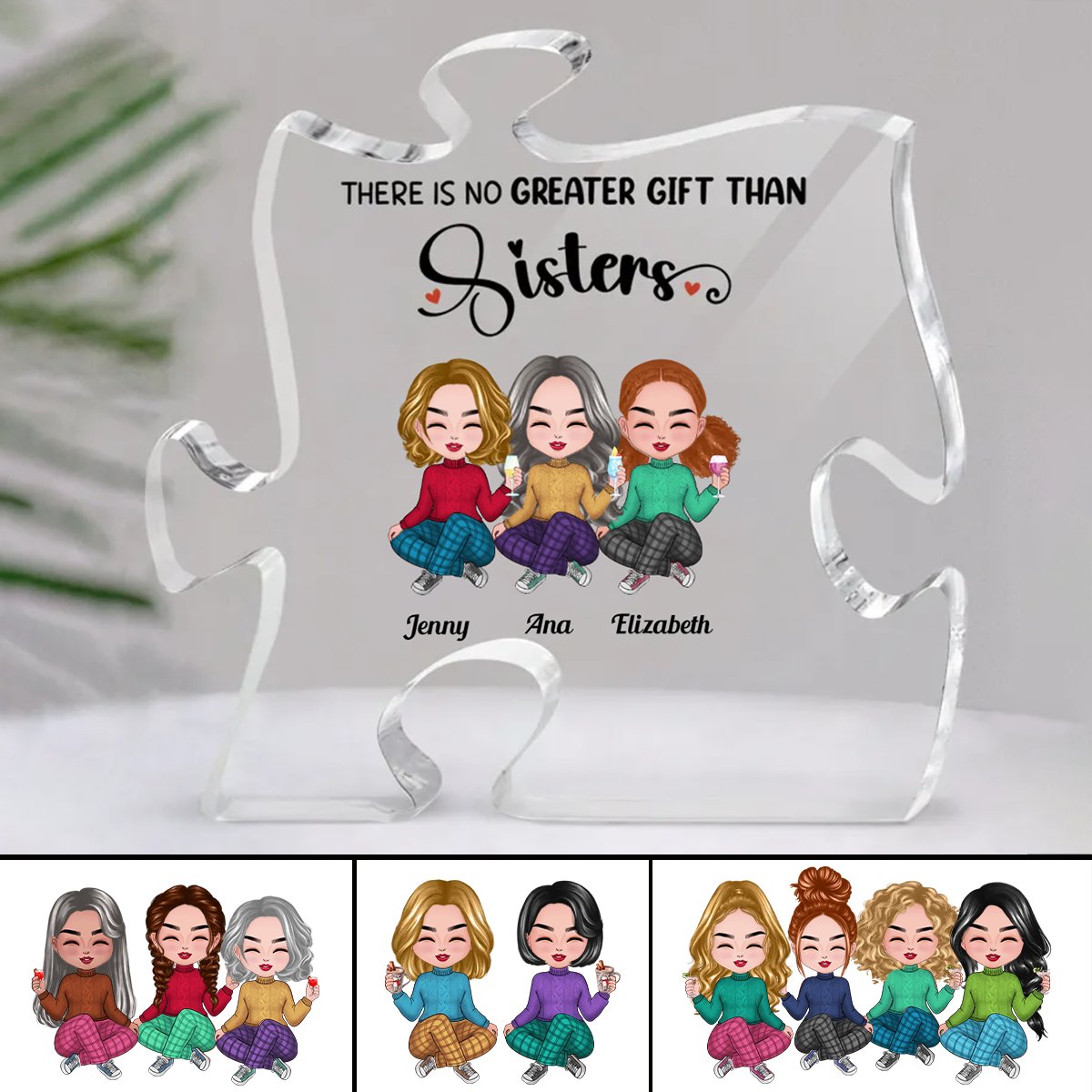 Sisters - There Is No Greater Gift Than Sisters - Personalized Acrylic Plaque - Makezbright Gifts