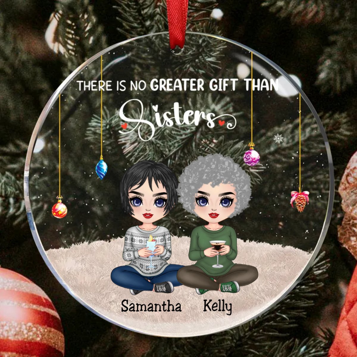 Sisters - There Is No Greater Gift Than Sisters - Personalized Circle Ornament (TB) - Makezbright Gifts