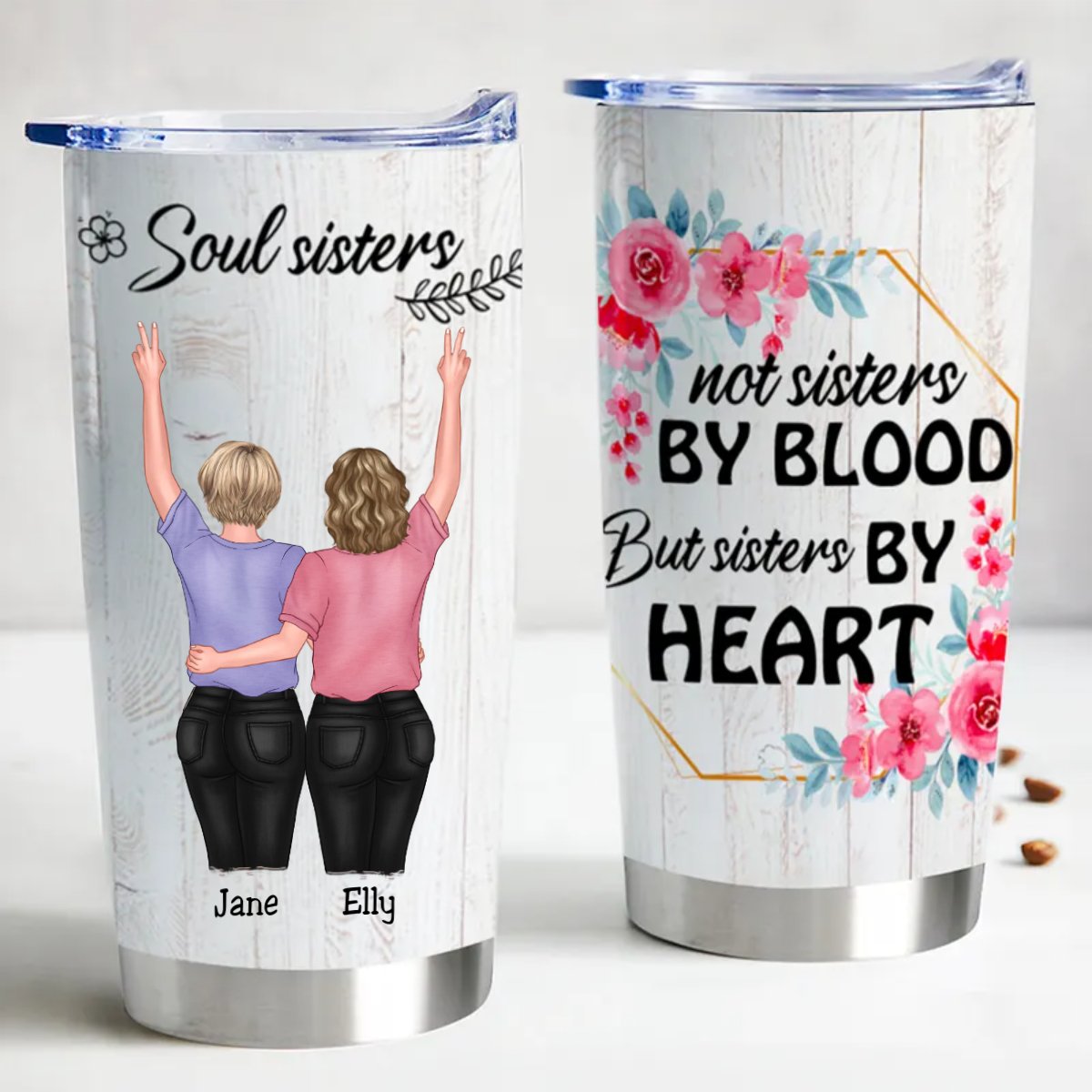 Soul Sisters Insulated Tumbler - Personalized Stainless Steel Cup for Sisters & Friends - Makezbright Gifts