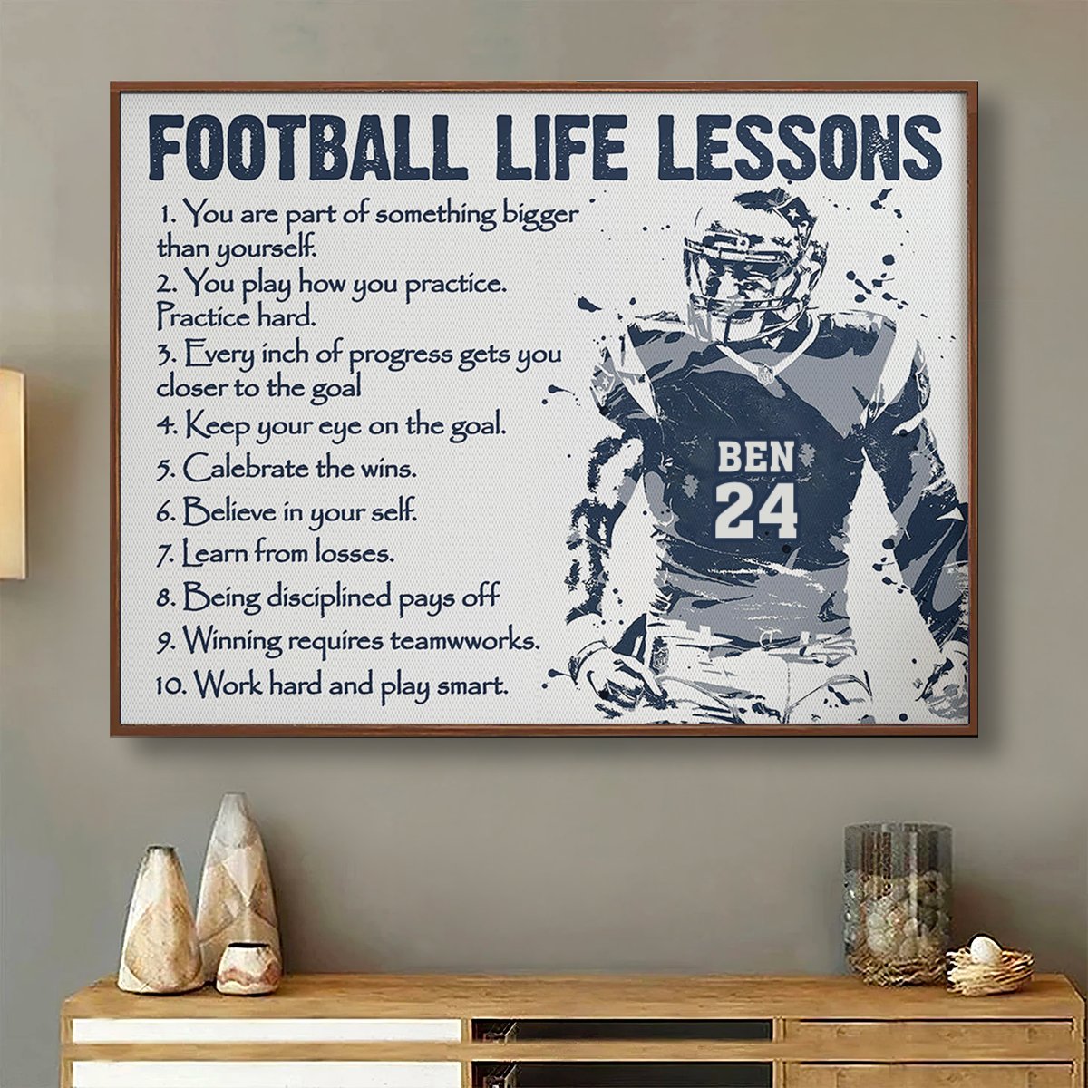 Sport Lovers - Football Poster With Custom Name & Number - Personalized Poster - Makezbright Gifts