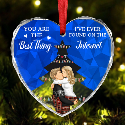 You Are The Best Thing Christmas Couples - Personalized Heart Shaped Acrylic Ornament