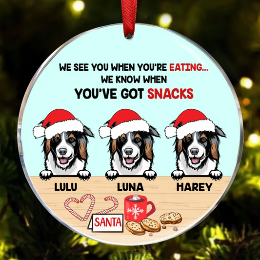 Dog Christmas See You Eating Snacks Personalized Dog Decorative Christmas Ornament