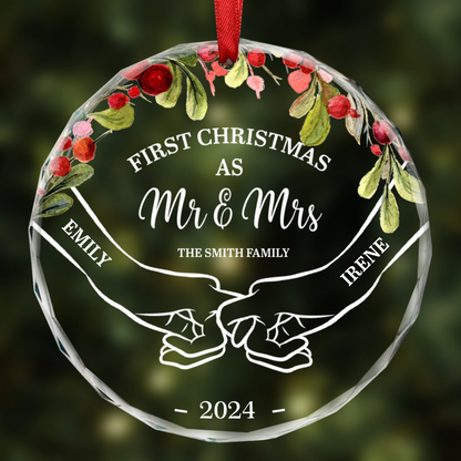 Holding Hands First Christmas Couple - Personalized Acrylic Ornament