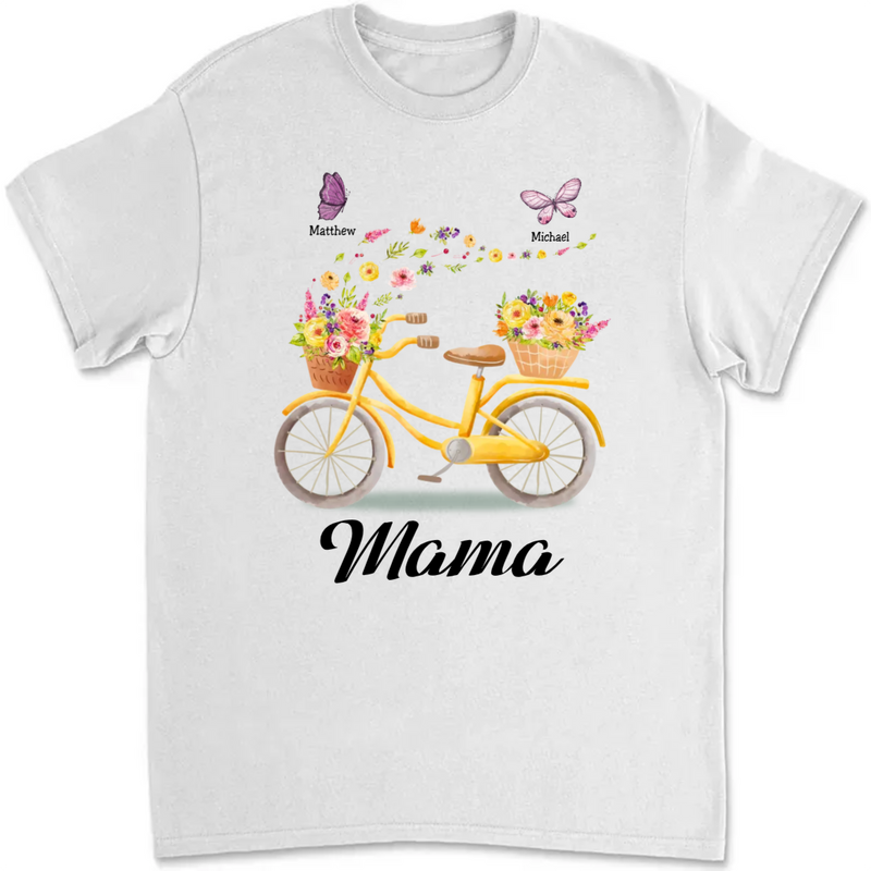 Family - Grandma Bicycle With Flowers Shirt - Personalized T-Shirt