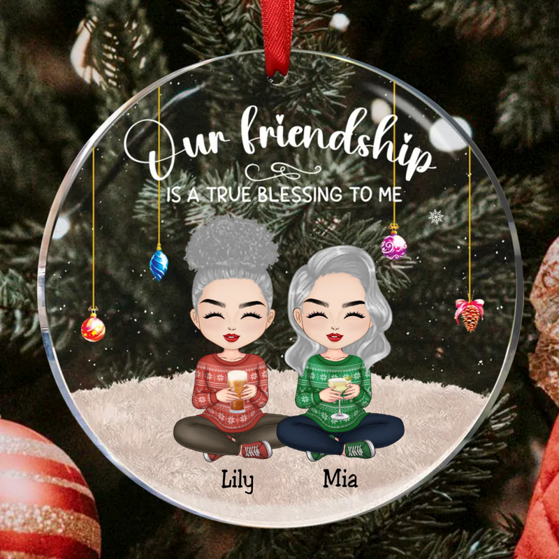 Friends - Our Friendship Is A True Blessing To Me Ver 2 - Personalized Circle Ornament