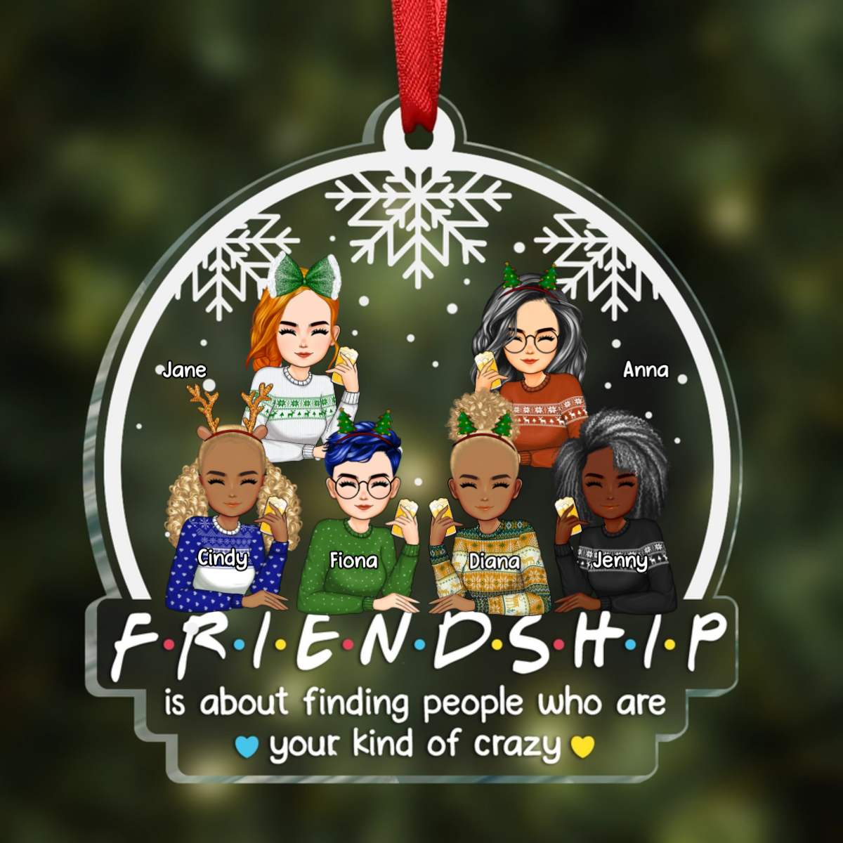 Christmas Friendship Is About Finding People - Personalized Custom Shaped Acrylic Ornament