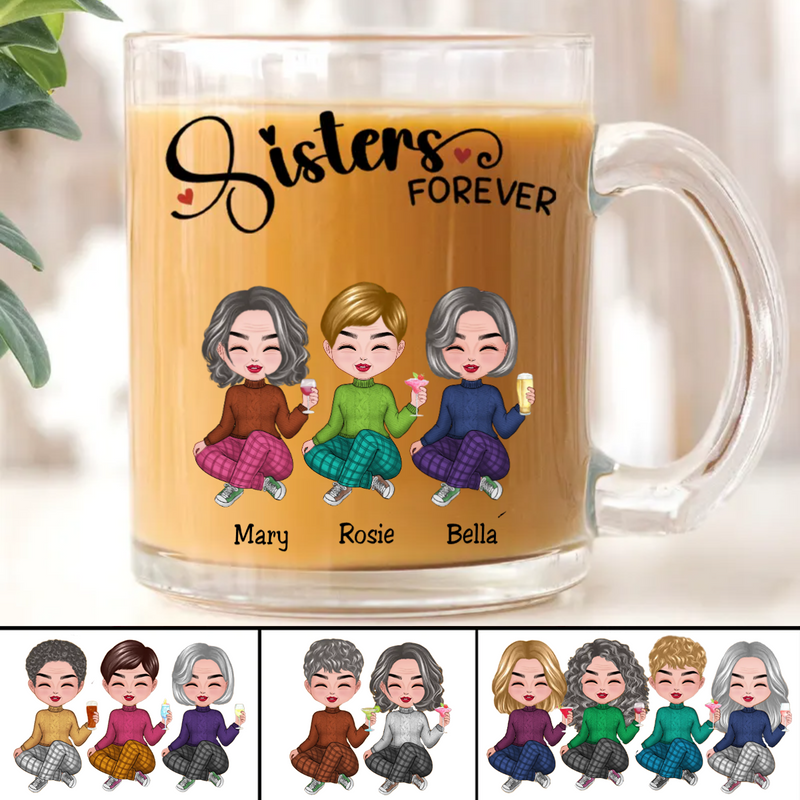 Sisters - Sisters Forever - Personalized Glass Mug