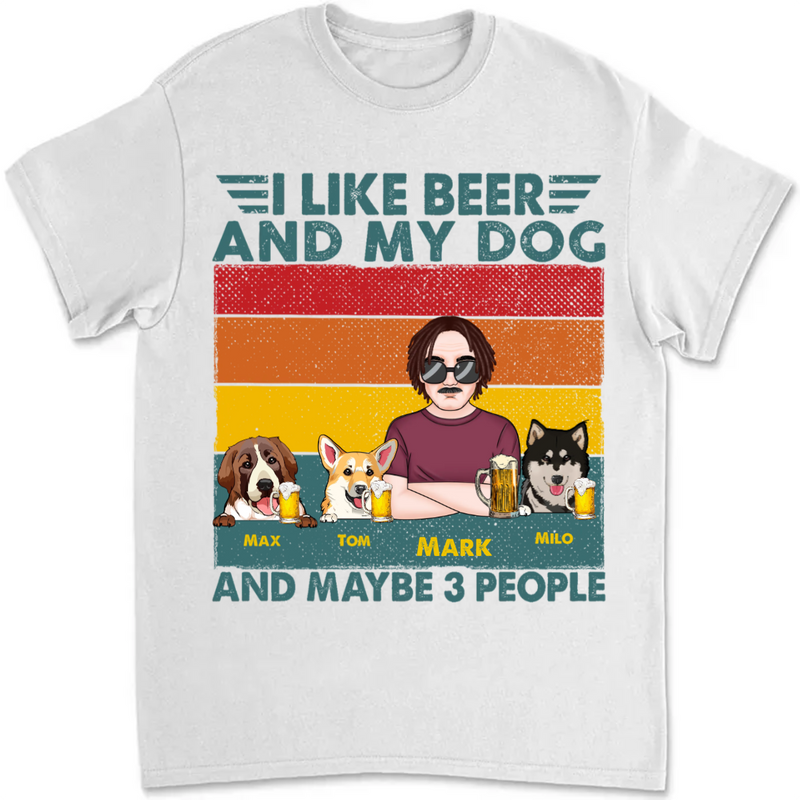 Father - I Like Bourbon, Beer, And My Dogs - Personalized Unisex T-Shirt