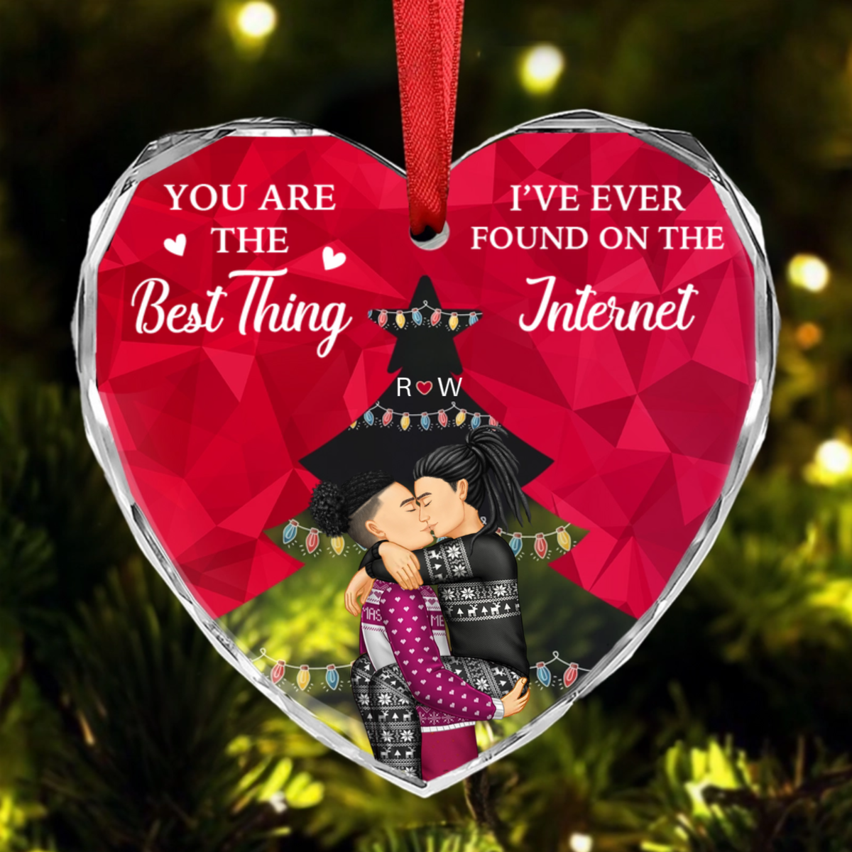 You Are The Best Thing Christmas Couples - Personalized Heart Shaped Acrylic Ornament