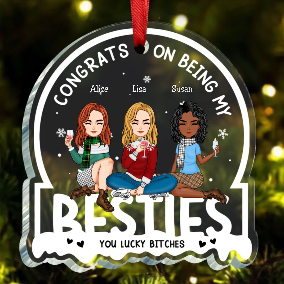 Besties - Congrats On Being My Besties - Personalized Circle Ornament