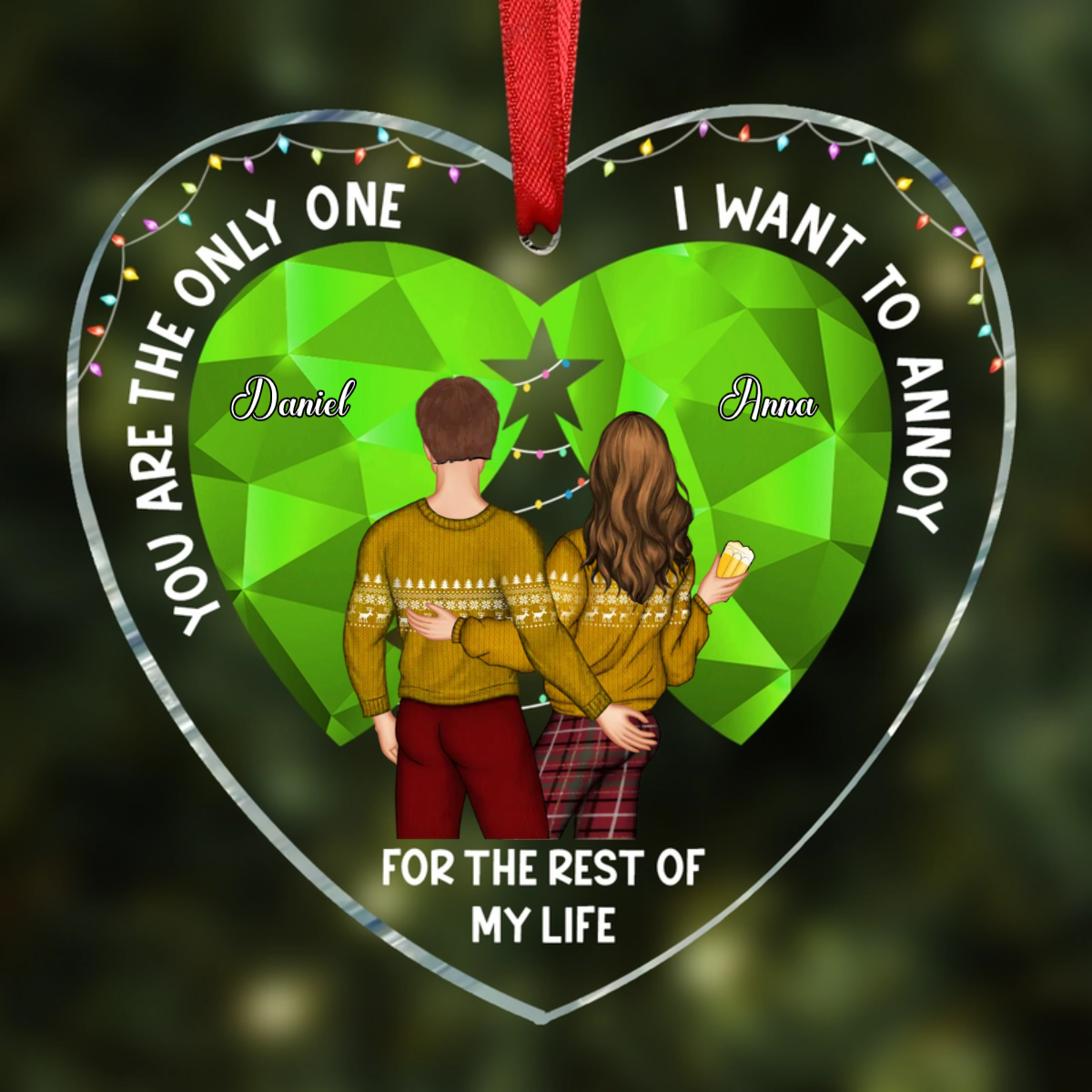 Christmas Couple You Are The Only One Stained Acrylic - Personalized Custom Shaped Acrylic Ornament