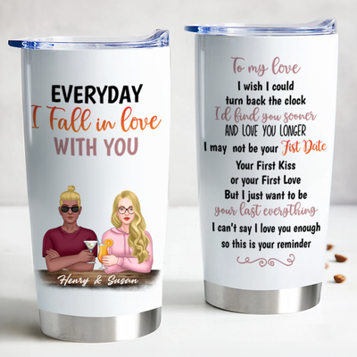 Couple -  Everyday I Fall In Love With You - Personalized Tumbler - Makezbright Gifts