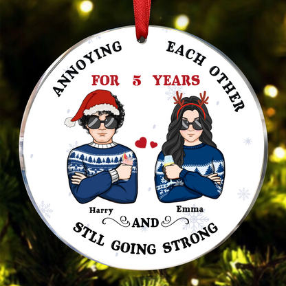 Annoying Each Other - Christmas Gift For Married Couples - Personalized Custom Circle Acrylic Ornament