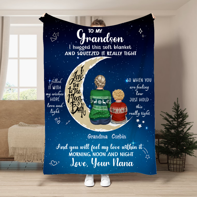 Grandma - To My Granddaughter I Love You To The Moon And Back - Personalized Blanket (HN)