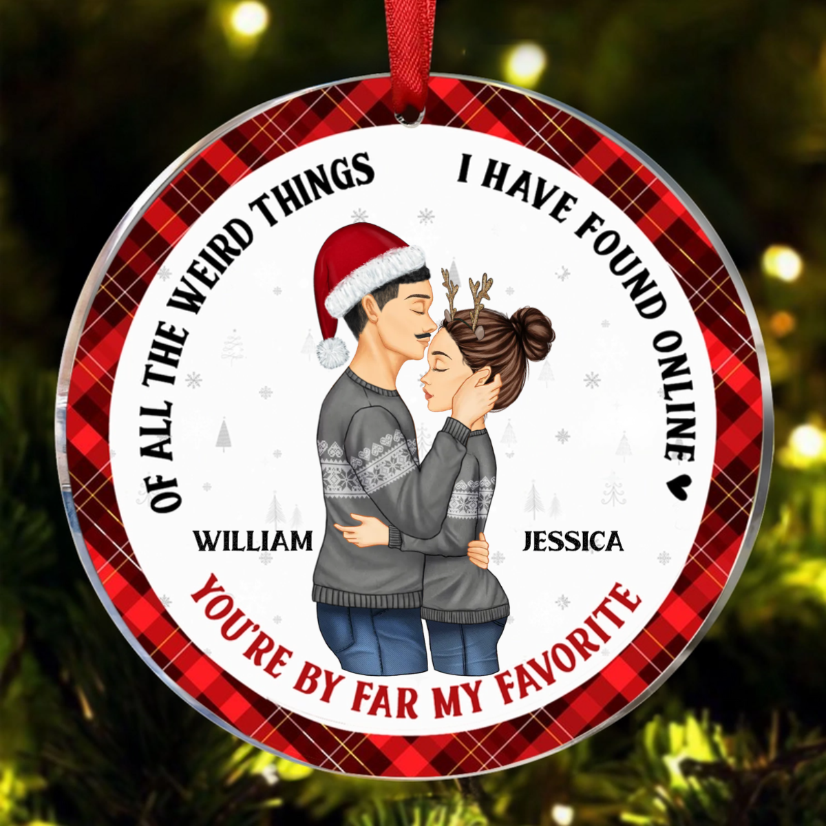 Christmas Couple You Are My Favorite By Far - Gift For Couples - Personalized Circle Acylic Ornament