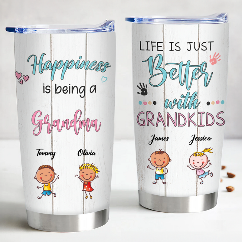 Family - Life Is Just Better With Grandkids - Personalized Tumbler - Gift For Grandma