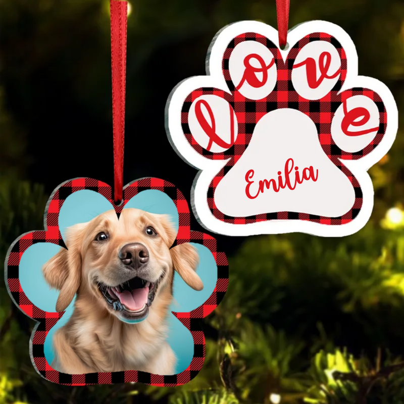 Dog Loves - Pets And Paws - Personalized Dog Paw Ornament