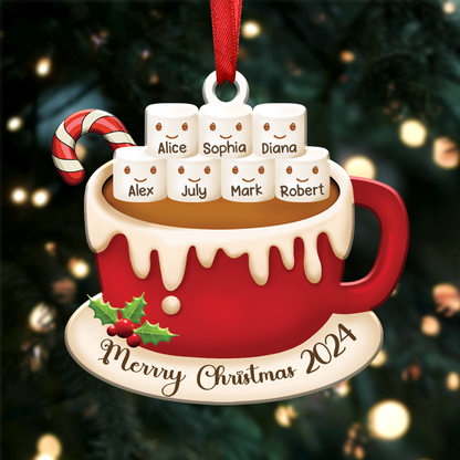 Family - Marshmallows Coffee - Personalized Ornament -  Gift For Family Members