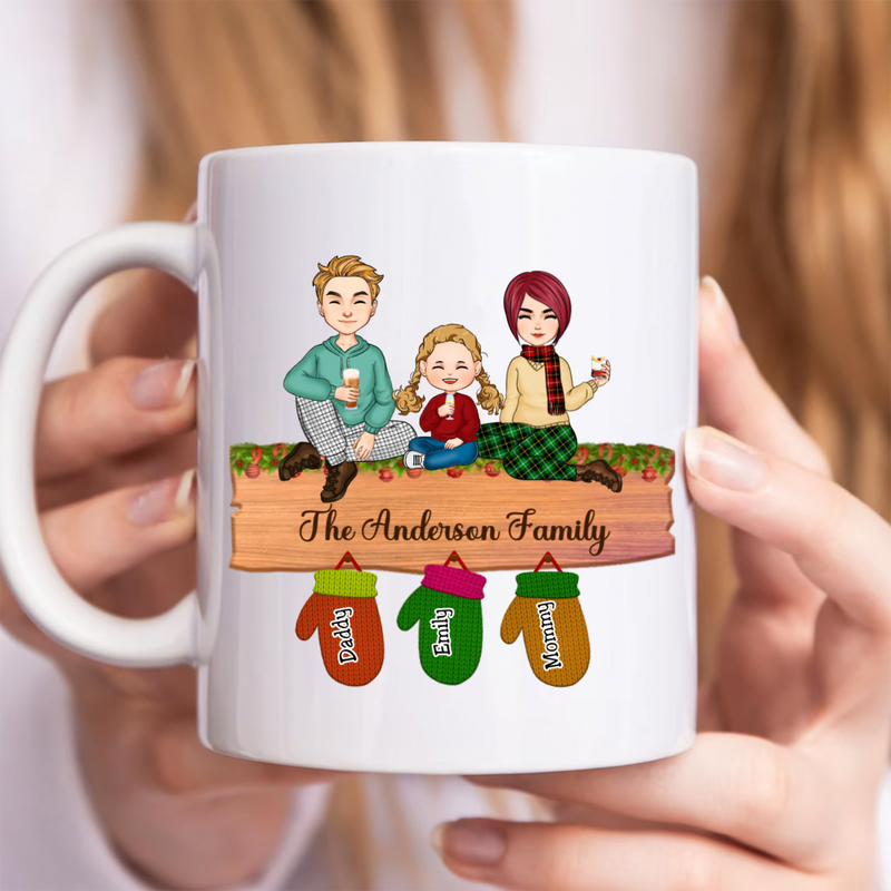 Family - Family Peeking Christmas Glove - Personalized Mug