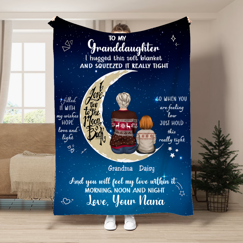 Grandma - To My Granddaughter I Love You To The Moon And Back - Personalized Blanket (HN)