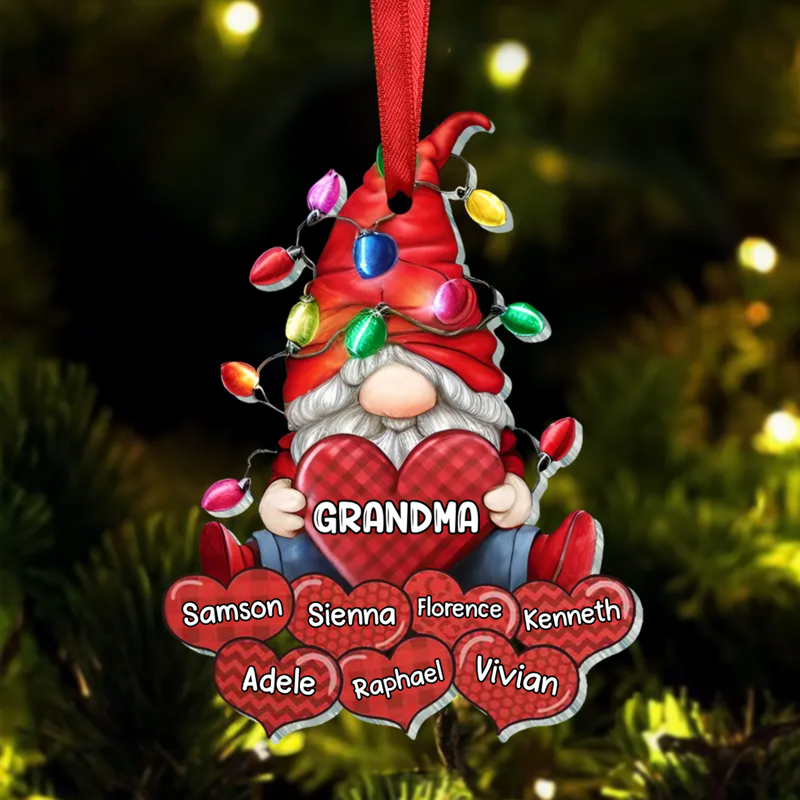 Grandma - Grandma Loves Sweet Heart Kids - Personalized Acrylic Ornament