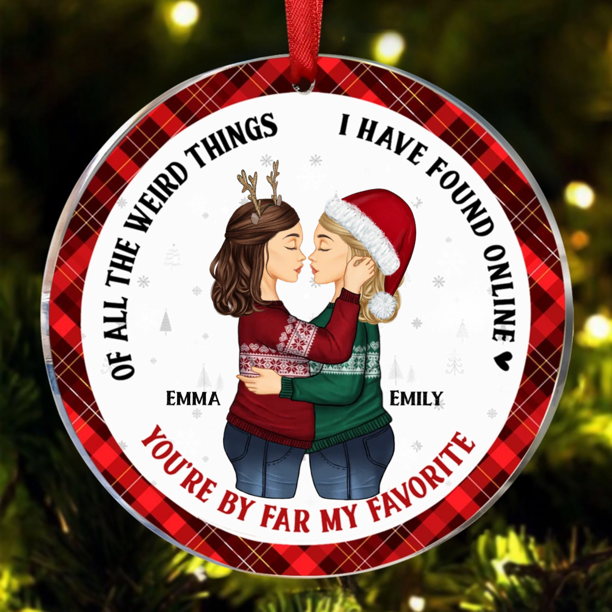 Christmas Couple You Are My Favorite By Far - Gift For Couples - Personalized Circle Acylic Ornament