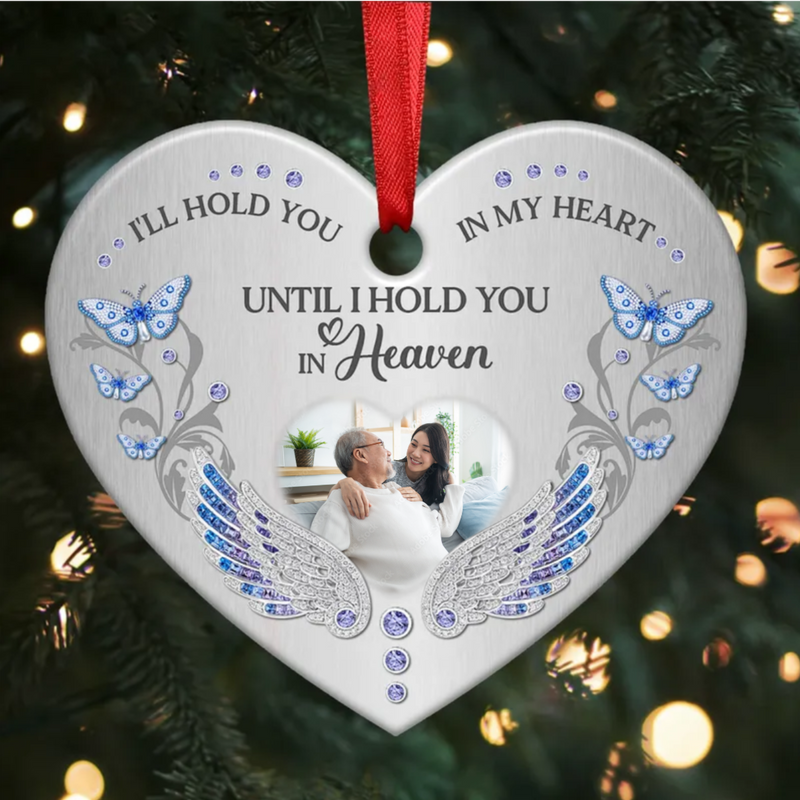 Family - I‘ll Hold You In My Heart Photo Memorial - Personalized Heart Ornament