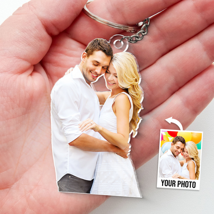 Couple - I Love You To The Moon And Back - Personalized Acrylic Keychain