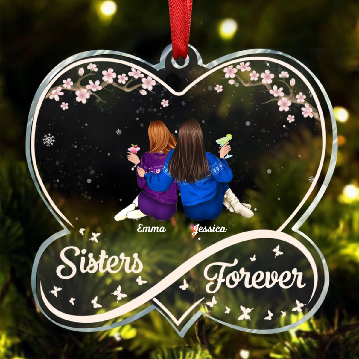 Sisters Forever Infinity Love - Personalized Acrylic Ornament