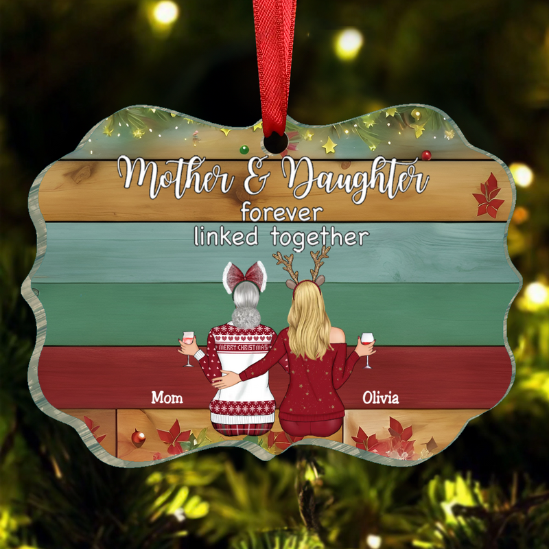 Family - Mother & Daughters Forever Linked Together - Personalized Ornament