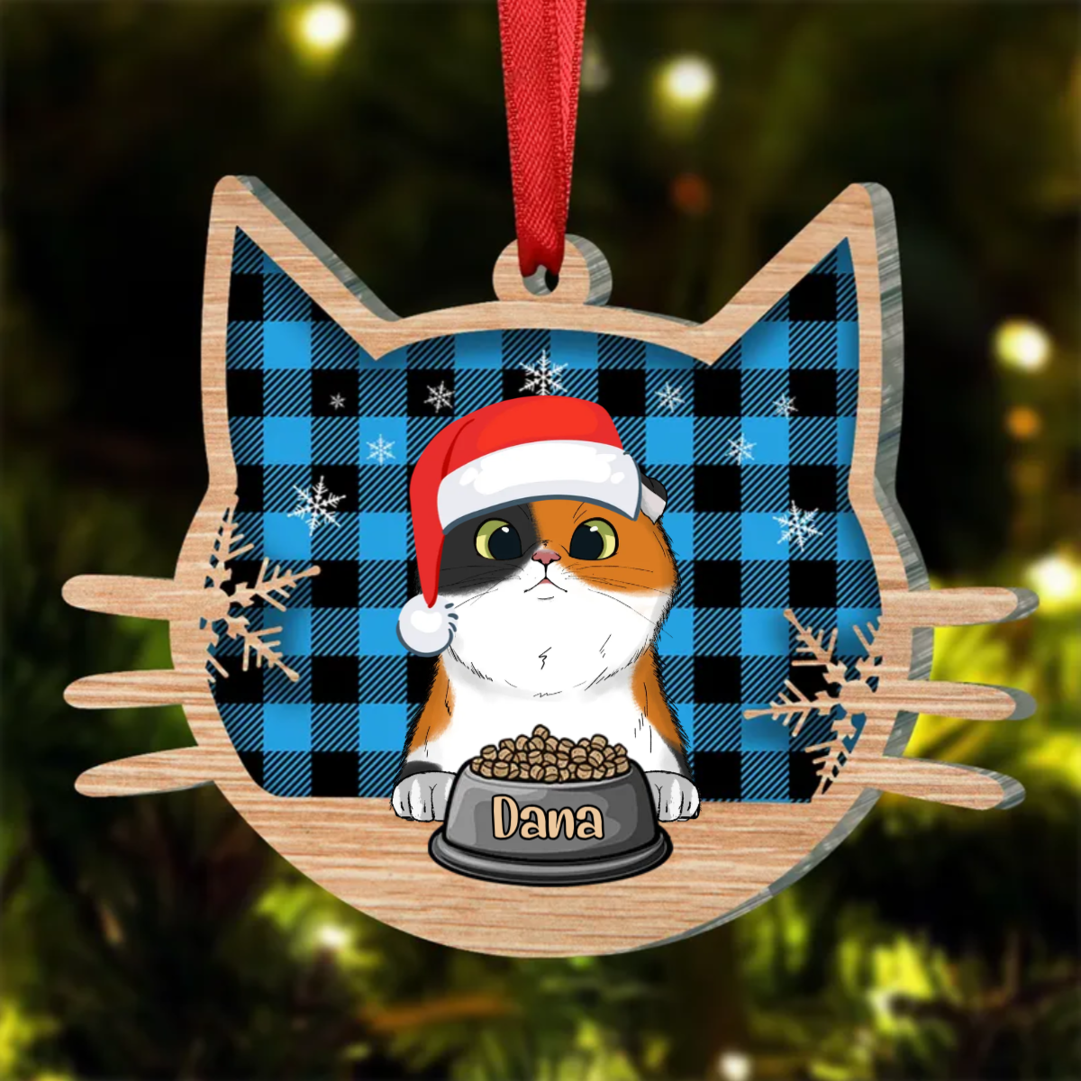 Cat Lovers - Happy Cat On Christmas Day - Personalized Ornament (LH)