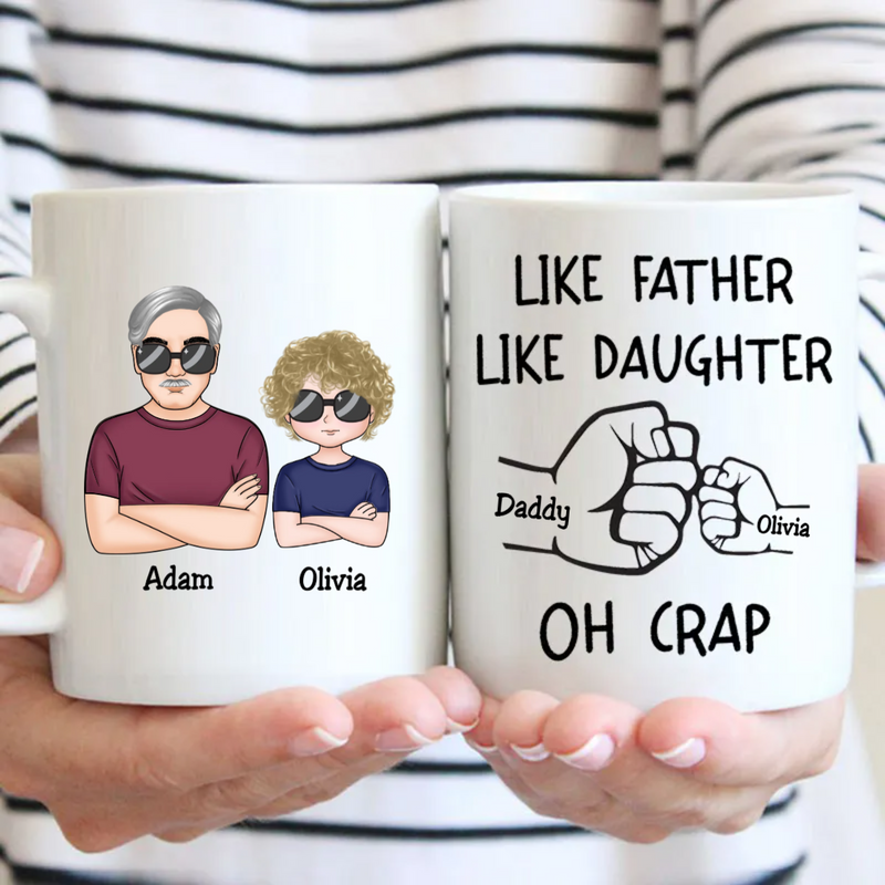 Like Father Like Daughter Fist Bump Handshake - Personalized Mug (L)