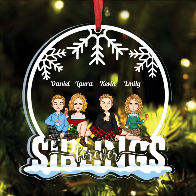 Family - Siblings Forever - Personalized Transparent Ornament