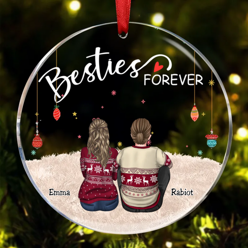 Besties - Besties Forever - Personalized Circle Ornament TC