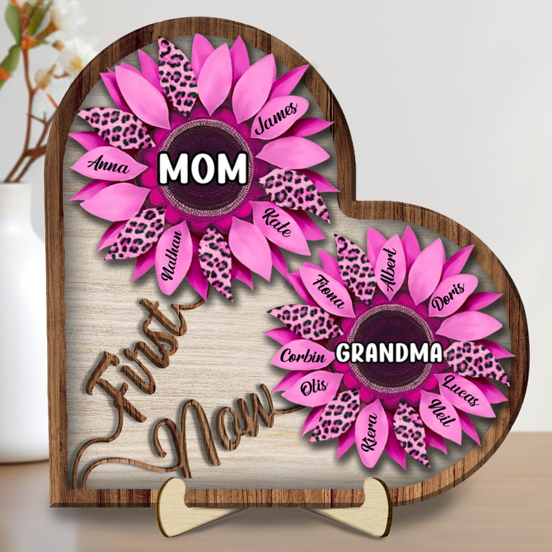 Mother - First Mom Now Grandma -  Personalized 2-Layered Wooden Plaque