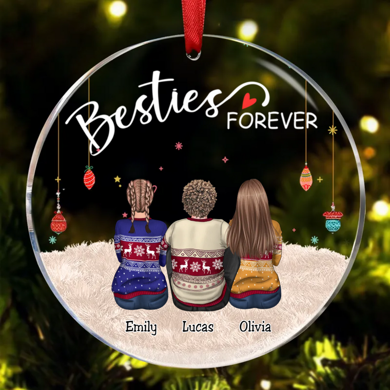 Besties - Besties Forever - Personalized Circle Ornament TC