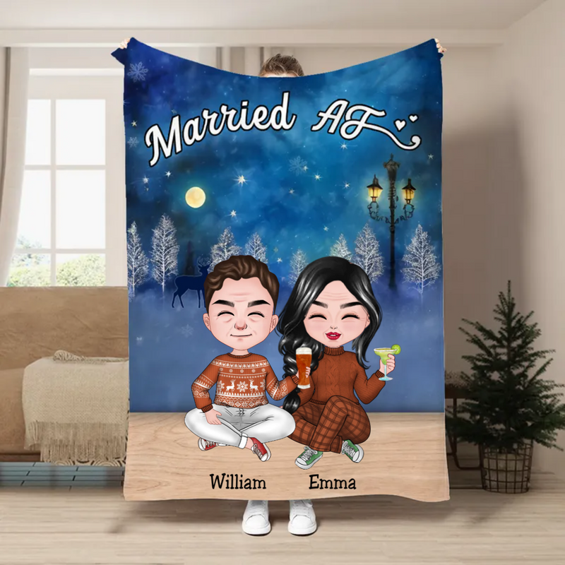 Couple - Christmas Couple Married AF - Personalized Blanket TC