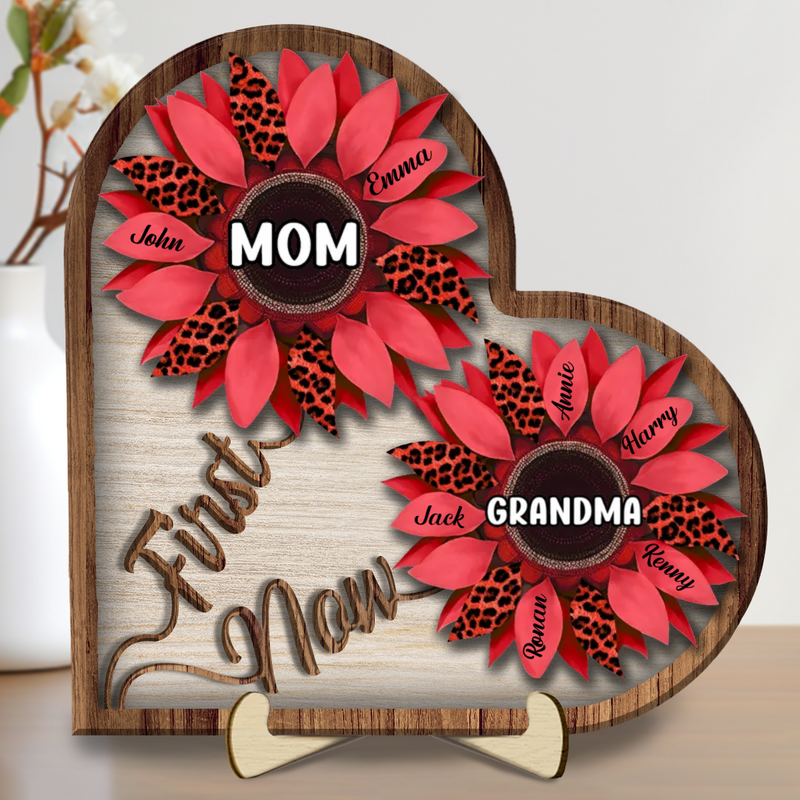 Mother - First Mom Now Grandma -  Personalized 2-Layered Wooden Plaque