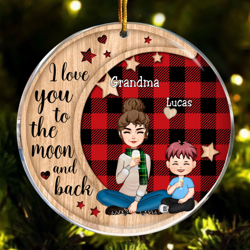 Grandma - I Love You To The Moon And Back - Personalized Circle Ornament (QH)
