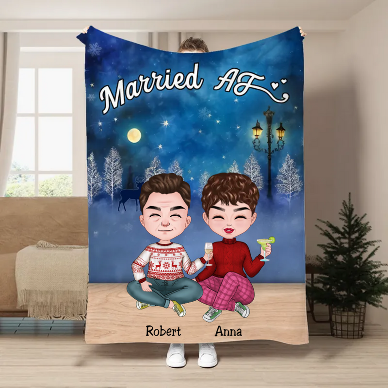 Couple - Christmas Couple Married AF - Personalized Blanket TC