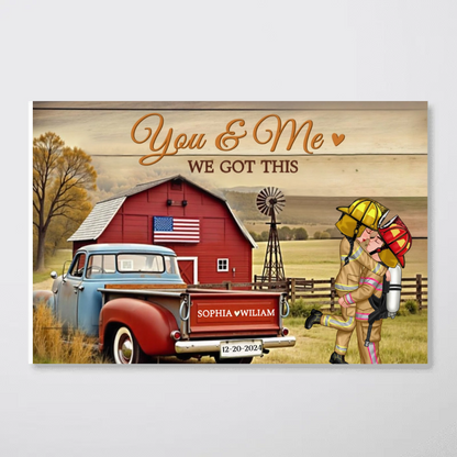 Hero Couple Vintage Truck Farmhouse Personalized Poster, Anniversary Valentine's Day Gift For Him, Her, Husband, Wife