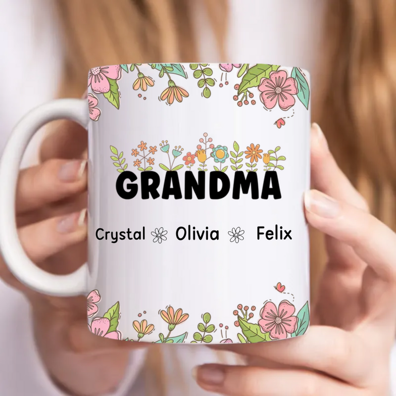 Family - Grandma Floral - Personalized Mug