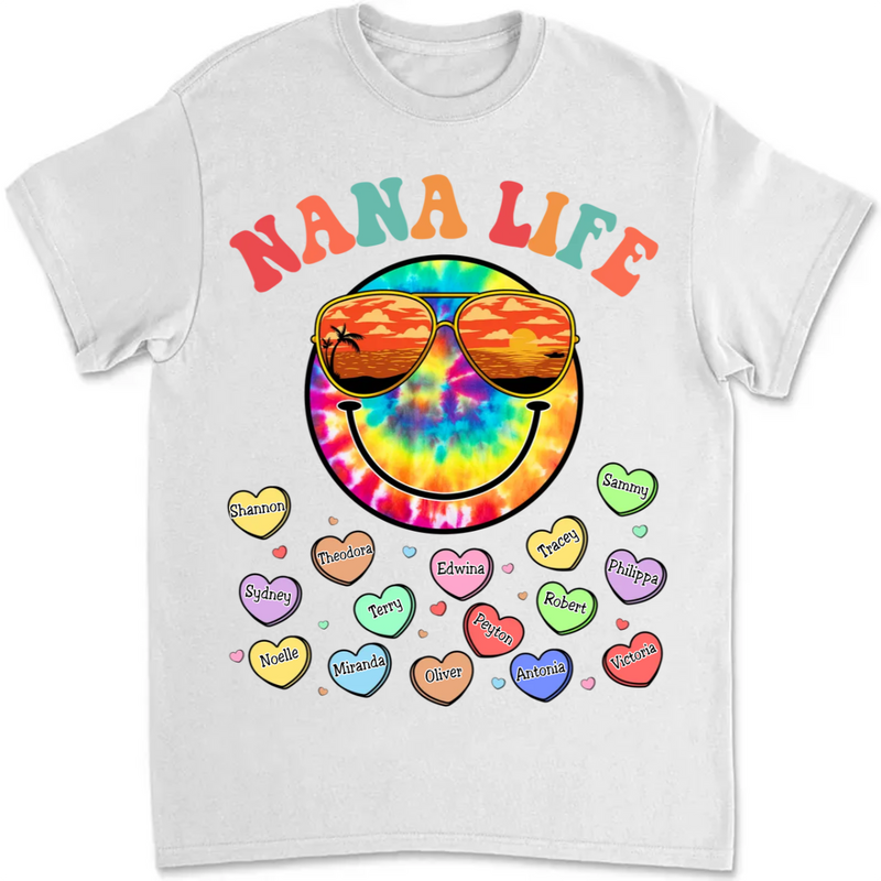 Family - Grandma Life Beach Summer Smiley Face Vacation - Personalized T-Shirt (TT)