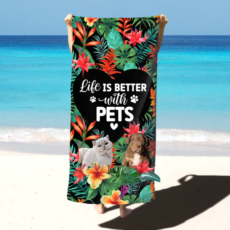 Pet Lovers - All I Need Is My Pet And The Beach  - Personalized Beach Towel